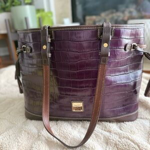 Dooney & Bourke Plum Croc Embossed Tote